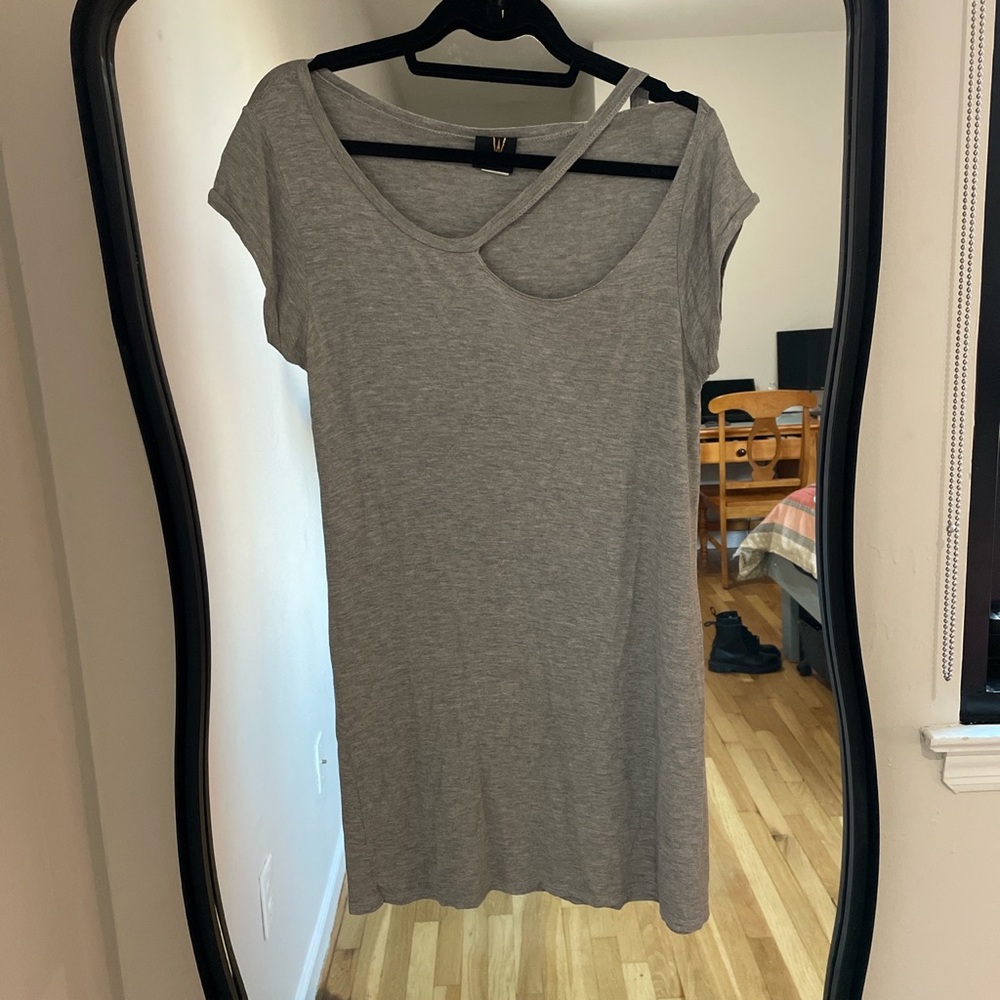 tshirt dress with unique neckline/ sleeve